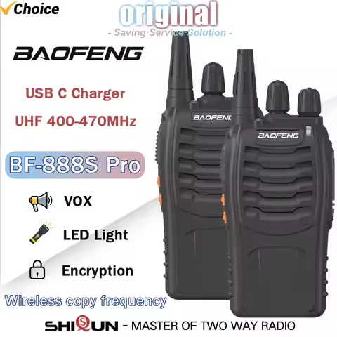 Baofeng BF-888S Pro Walkie Talkie 2/4PCS USB-C Charger Wireless Copy Frequency 888S Long Range 5W UH
