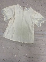 現貨‼️全新  韓國品牌 KKAM JUU 圓領 中袖 白色喱士 白紗  白色鬆身上衣