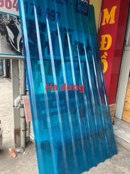 2 tấm ( Khổ rộng 1.05mx dài 1m ) Tôn nhựa Poly MÀU XANH dạng sóng lấy sáng che nắng che mưa cao cấp