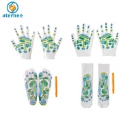 [Aternee] 4Pcs Reflexology Socks and Gloves Tool Set Hand Reflexology Gloves for Women