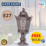 EXQUISITE OUTDOOR GATE LIGHT/ PILLAR LAMP/ GATE LAMP WEATHER PROOF E27 BULB OUTDOOR PILLAR LIGHT LAMPU PAGAR TIANG LUAR