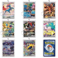 TCG SAR Salamence Iono Bellibolt Zacian Zoroark Card Shape Acrylic Pokemon Keychain Decorative Acces