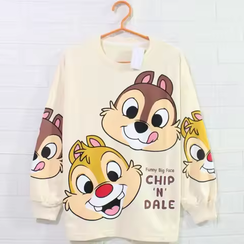 Potdemiel Lovely Chip 'n' Dale Disaster Boys Girls Crew Neck Sweatshirt Family Soft Comfy Relaxed-Fi