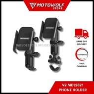 MOTOWOLF V2 MDL2821 Phone Holder Motor 360 GRAB LALMOVE Holder Handlebar Mirror Seat ADV NVX AEROX YAMAHA HONDA Forza