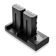 OJelay NP-F550 Battery 2 Packs Replacement Battery 2600mAh with Dual Battery Charger Smart LED Displ