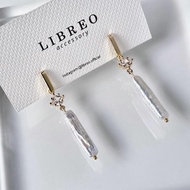 LIBREO Simple yet Sophisticated,  Elegant Biwa Pearl Drop Earrings