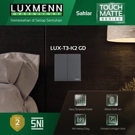 Luxmenn TouchMatte Hotel Switch 2 Gang 2 Way Light Way Grey, LUX-T3-K2 Series/2 GD