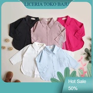 KEMEJA  DV Girls' Shirts L & XXL Plain Pocket Kids' Shirts