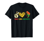 Peace Love Juneteenth Flag June 19th African Black Women T-Shirt