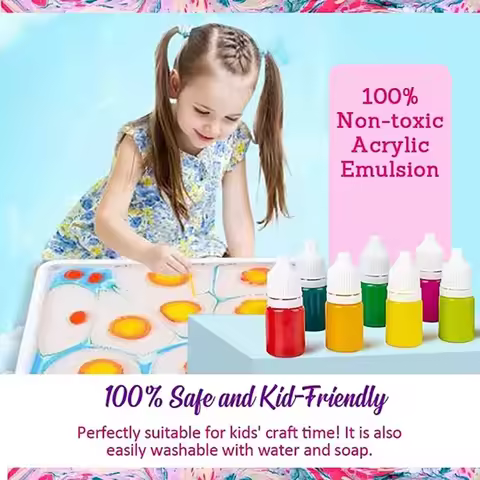 6ml Water Marbling Paint Kit Water Art Paint Set With Sketch Paper Arts Crafts For Girl Boy Creative