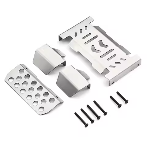 Stainless Steel Skid Plate & Bumper Set - Heavy-Duty Chassis Armor for 1/10 YK4106/YK4107 RC Cars - 