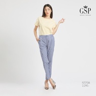 GSP Pants กางเกงผ้าคอตตอนขายาว ลายตารางสีน้ำเงิน (PZT7DB)