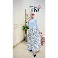KATUN Bangkok Floral Skirt by NSA Floral Motif BKK Floral Skirtbiru premium rayon Cottonbiru