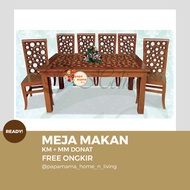 Meja Makan Cantik Set 6 Kursi Murah - Kursi Makan kayu Jati Jepara Tipe Donat - Medan