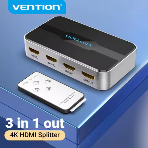 Vention HDMI Switcher 4K/60Hz 3 Input 1 Output HDMI 2.0 Switch Adapter for Smart Box TV Projector PS