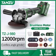 TANZU 21V 4 Inch Brushless Cordless Angle Grinder 100mm Polishing Grinder 21700 Battery Set TZ-J-980