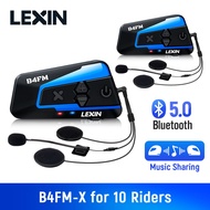 ♨Lexin B4FM X Bluetooth Motorcycle Inter 10 Rider 2000M Moto  Headset Interphone With FM Radio Inter
