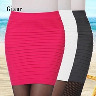 Women's Sexy Pleated Stretch Seamless Bodycon Mini Skirt Short Pencil Dress