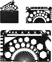 49 in 1 Wallet Engineering Ruler Scale, Credit Card Knife Wallet Tool, Small Metal Ruler Protractor,