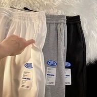 Men's Thin Loose Sports Pants Pure Cotton Breathable Slimming Elastic Waist Straight Casual Pants (2