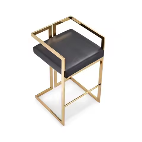 Factory Direct Modern PU Leather Stainless Steel Bar Stool High Chair Gold Metal Bar Stools for Bist