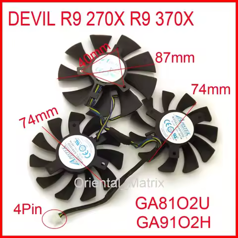Free Shipping 3pcs/lot GA81O2U GA91O2H 12V 0.38A For Dataland DEVIL R9 270X R9 370X Graphics Card Co