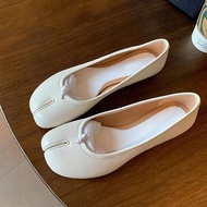 Women's 4cm Raised Horse Hoof Split-Toe Boat Shoes - Breathable Cowhide Leather Casual Shoes Boat Sh