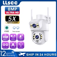 LLSEE ICSEE CCTV 360 ° WiFi CCTV ống kính kép 8MP CCTV ngoài trời 2 mắt đầy đủ màu sắc tùy chọn Nigh