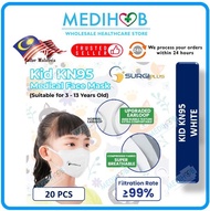 Surgiplus Medical Grade Kids KN95 WHITE Face Mask 5ply 20S