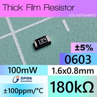 180k 0603 ±1% 100mW Thick Film Resistor 180k 184 GiantOhm GR0603F180KT5G00