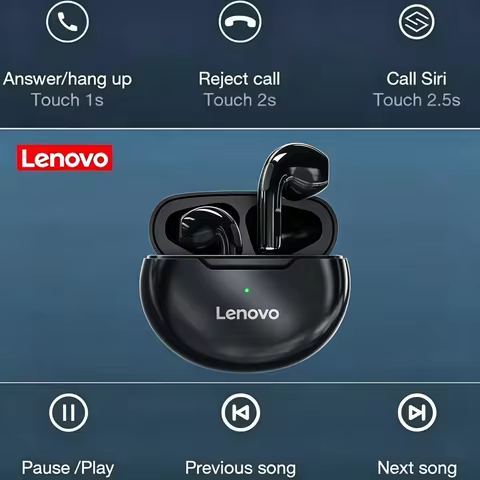 Lenovo HT38 TWS Bluetooth Earphone Mini Wireless Earbuds with Mic for iPhone Xiaomi Sport Waterproof