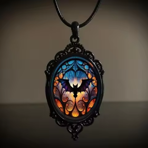 Gothic Necklace Wizard Bat Pumpkin Mystery Wizard Vampire Bat Necklace Halloween Jewelry Accessorie 