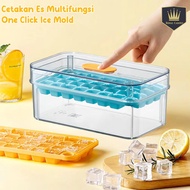 Royal Home - Cetakan Es Batu Satu Klik Praktis 16 & 32 Grid - 1 & 2 Tray Transparan Multifungsi