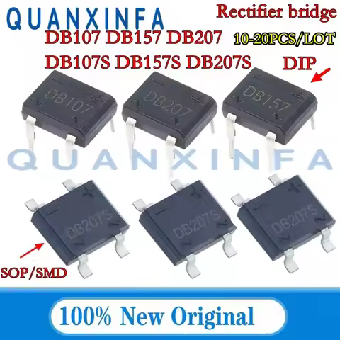 10-20PCS DB107 DB207 DB157 DB107S DB157S DB207S DIP/SOP 1A/2A/1000V Rectifier bridge