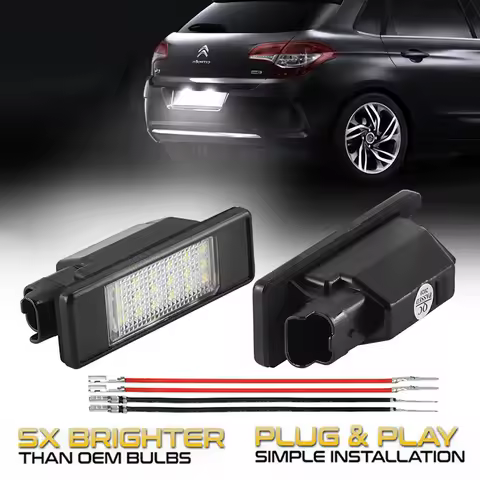 2Pcs White LED License Plate Light Car Number Lamps For Citroen C4 C3 C5 Berlingo C2 DS3 C6 Jumpy C8