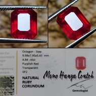 Natural Asli Batu Permata Ruby Corundum Octagon