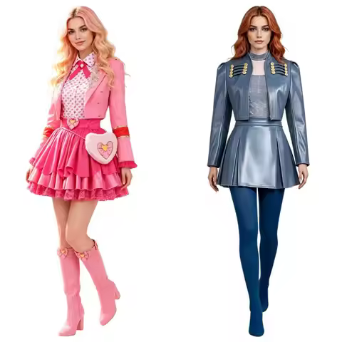 Descendants Pink Cosplay Costume Chloe Charming Costumes for Adult Women Dress Coat Bag Roleplay Out