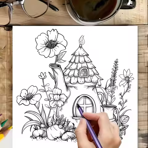 New Fairy Flowers Coloring Book Stress Relief DIY Graffiti Painting Book Relaxation Gift Doodles Boo