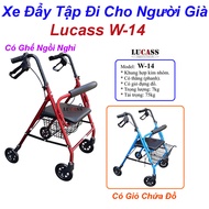 Xe Đẩy Tập Đi Cho Người Già Lucass W-14 Có Ghế NgồiPhanh Tay Và Giỏ Chứa Đồ