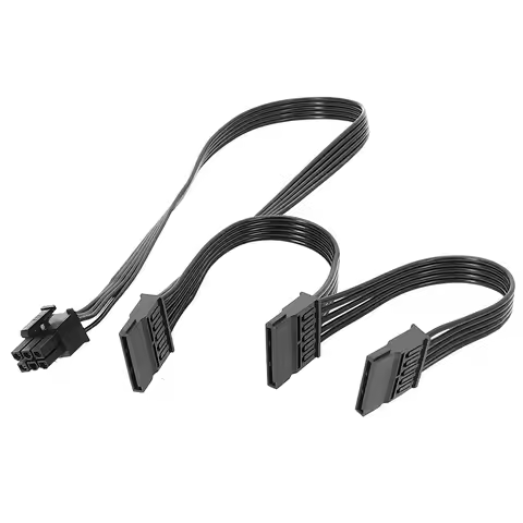 6Pin To 3*SATA 15Pin Module Power Supply Cable for CORSAIR RM650X CX430M Hard Disk Power Cord Black 