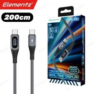 Elementz - [200cm] EAC USB Type-C to Type-C Cable 實時顯示高速充電傳輸線｜ Type C充電線