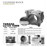 (LHK RACING) YAMAHA LC135 RACING CERAMIC BLOCK SET (PISTON Dome ) (Sleeve)(70MM +2mm)(70MM +4mm)(70M