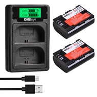 2Pcs LP-E6 LP-E6N Baery   LCD Dual Charger with Type C for Canon EOS 6D 7D 5D Mark II III IV 5D 60D 60Da 70D 80D 5DS 5