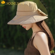 MXMUSTY Sense Sun Hat, UV-Proof Korean Style Fisherman Hat, UV-Proof Sun Hat Cotton Elegant Bowknot Shell Sunshade Hat Outdoor