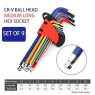 9Pcs S2 Alloy Steel Hex Key Allen Wrench Hand Tool 1.5/2/2.5/3/4/5/6/8/10mm Quick Snap Adapter Tool 