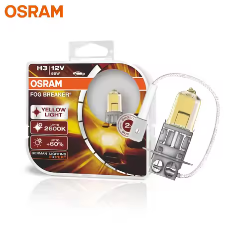 OSRAM H3 Yellow 62151FBR Halogen Fog Breaker 12V 55W Car Original Fog Lamps 2600K Light +60% Brighte