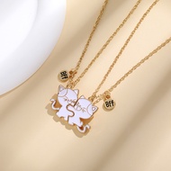 Fashionable Friendship Necklace for 2 Adorable Cartoon Best Friend Cat Necklace for Women Girls Cute