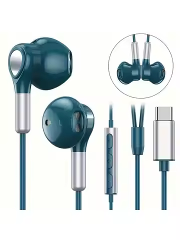 USB C Headphones Type C Earphones with Mic In-Ear Headphones USB C Wired Earbuds Compatible with Gal