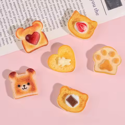 12-Pack Toast Bread Food Series Resin Shoe Charms - Miniature Food Decor for Sandals, Beach Bags & D