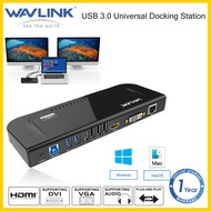 Wavlink USB 3.0 Universal Dual Display Docking Station พร้อมรองรับ hdmi/dvi/vga พอร์ต USB 6พอร์ต (2U